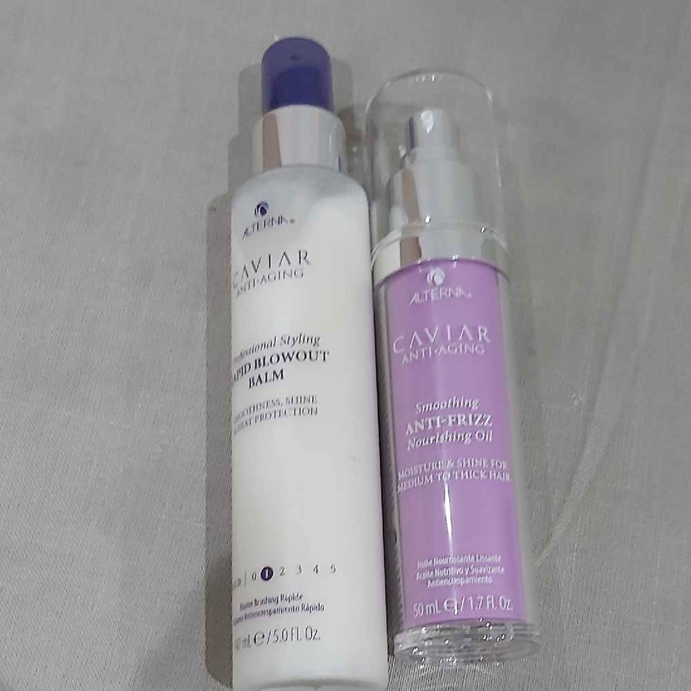 Caviar Anti-Aging Hair Balm and Oil Set - White and Purple